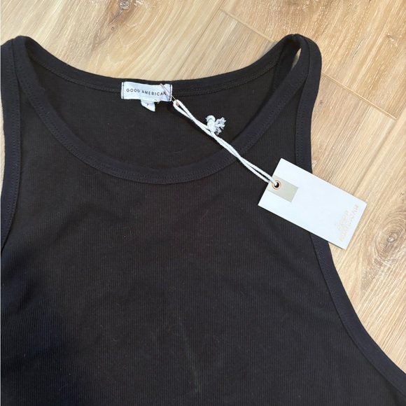 Good American New Womens Size 7 Black Ribbed Cotton Bodysuit *flaw - Picture 3 of 5